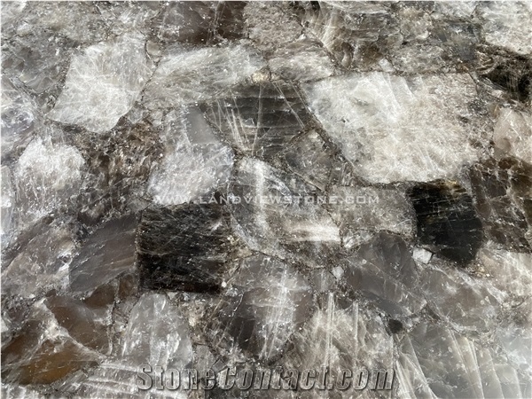 Cristallo Gray Quartz Dark Grey Semi-Precious Stone