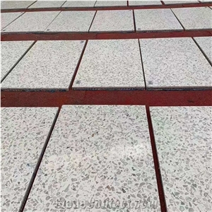 Aluminium Honeycomb Backed White Terrazzo Stone Tiles Panels