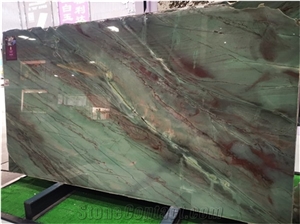 Green Natural Quartzite with Red Vein