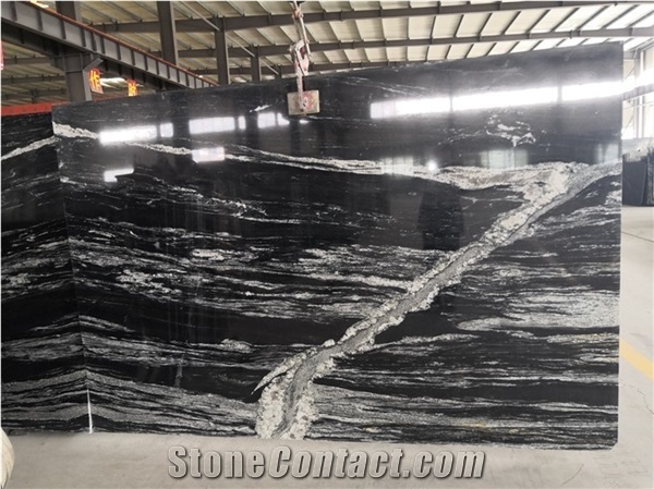 Polishing River Black Granite Book Slabs Wall Covering Tiles