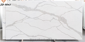 White Carrara Quartz Stone slabs for kitchen and bath