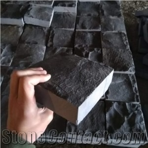 Black Basalt Sawn-Split Cube Stone, Cobble Stone, Pavers
