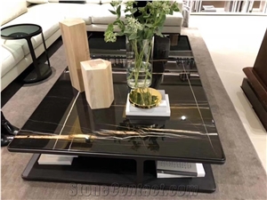 Port Laurent Black Marble Table Top Luxury Natural Stone