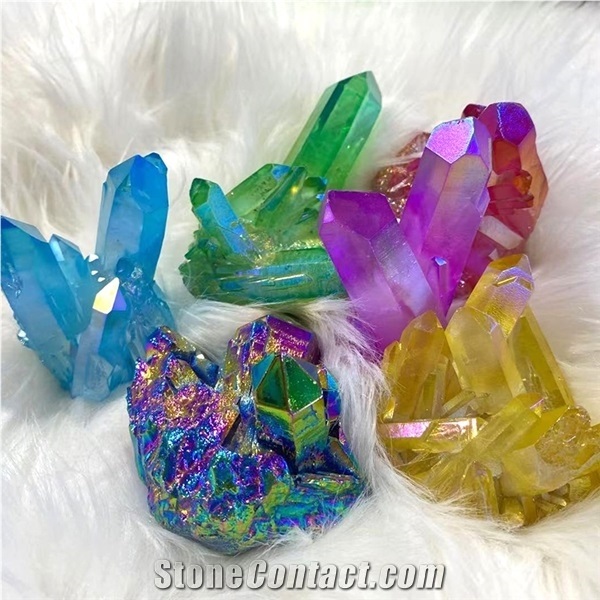 Aura Angel Quartz Crystal Folk Crafts Aura Gemstone Cluster