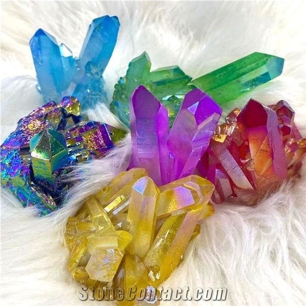 Aura Angel Quartz Crystal Folk Crafts Aura Gemstone Cluster