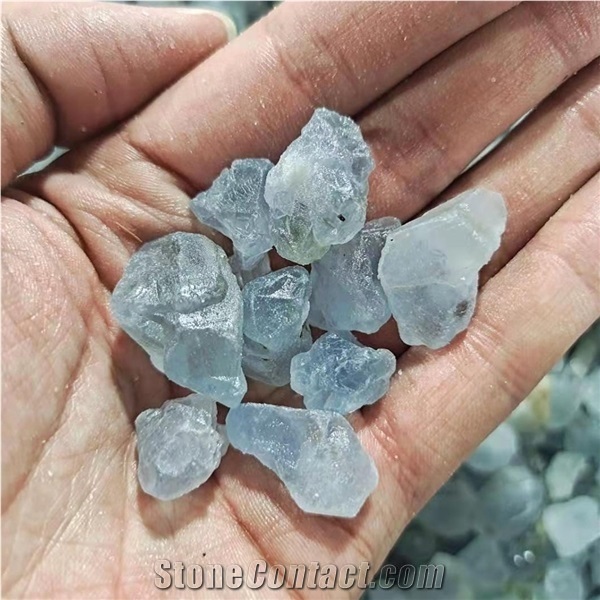 Blue Celestite Crystal Quartz Rough Stone Gravel Chips Decor