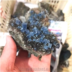 Blue Fluorite Crystal Mineral Cluster Stone Specimen Healing