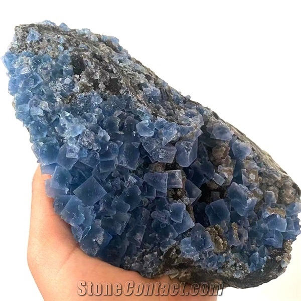 Blue Fluorite Crystal Rough Cluster Mineral Healing Decor