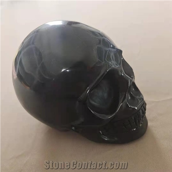 Crystal Sculpture Quartz Carved Hollow Obsidian Skull Crafts