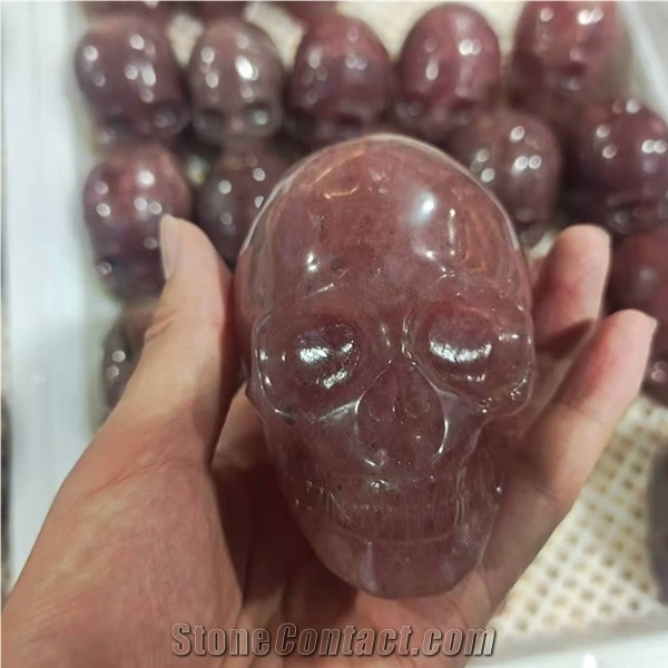 Crystal Skulls Crafts Carved Red Quartz Skulls Healing Decor