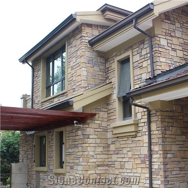 Custom Artificial Stacked Slate Cladding Stone Pillar Cover