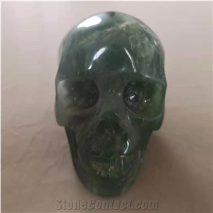 Green Fluorite Crystal Skulls Quartz Carved Decoration