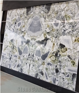 Ice Jade White Marble Tiles Slab Wall Cladding Decoration