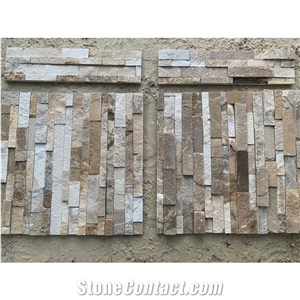 Natual Sandstone Yellow Wood Exterior Stone Wall Cladding Panels