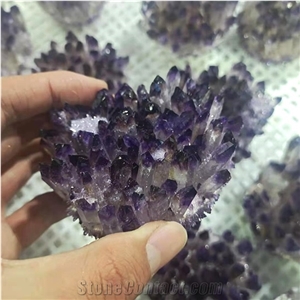 Purple Crystal Quartz Amethyst Healing Cluster Decoration