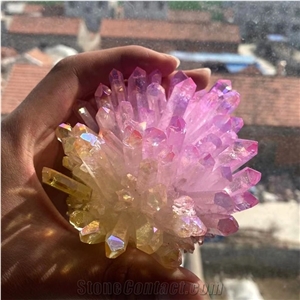 Quartz Colorful Aura Angel Clear Crystal Cluster Reiki Decor