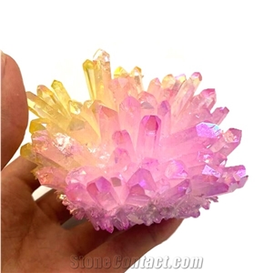 Quartz Colorful Aura Angel Clear Crystal Cluster Reiki Decor