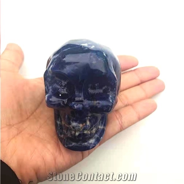 Sodalite Crystal Skulls Blue Stone for Healing Decoration