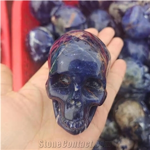 Sodalite Crystal Skulls Blue Stone for Healing Decoration