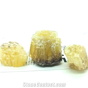 Yellow Fluorite Rough Healing Crystal Quartz Stones Decor
