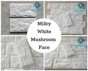 Milky White Marble Mushroom Face for Wall Cladding