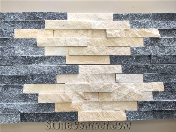 Mix Yellow and Black Color Stone Veneer