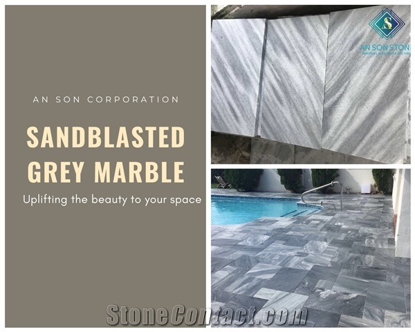 New Sandblasted Grey Marble for Swimming Pool