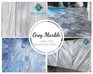 Sandblasted Grey Marble for Swimming Pool