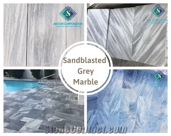 Sandblasted Grey Marble for Swimming Pool