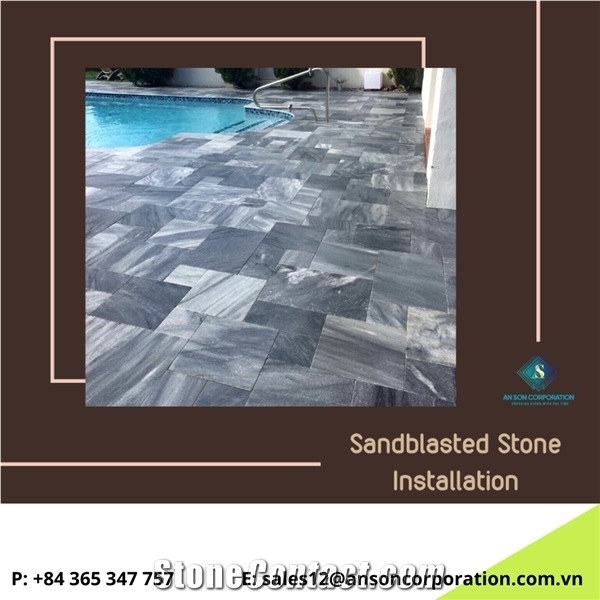 Vietnam Sandblasted Grey Marble for Swimming Pool