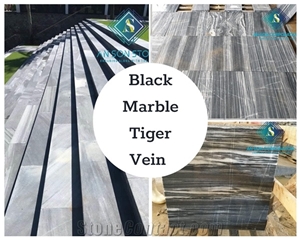 Vietnam Tiger Vein Black Marble Tiles & Slabs