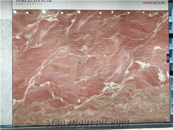 Big Size Red Marble Stone Glazed Polished Sintered Stone Background Wall