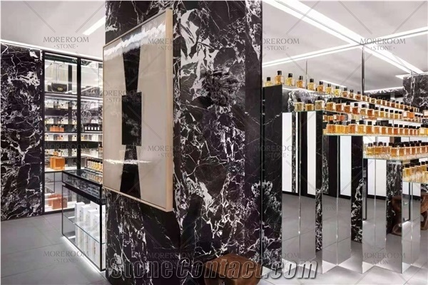 Black Marble Large Format Interior Wall Decoration Stone