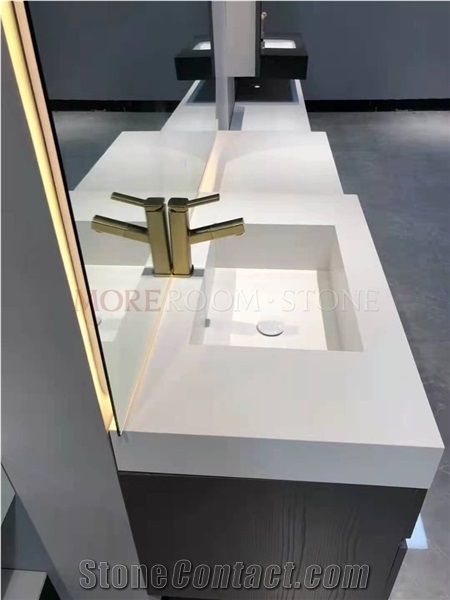 Extremely Thin White Marble Sintered Stone Bathroom Vanity