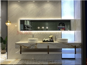 Factory Custom Marble Sintered Stone Veneer Bathroom Cabinet