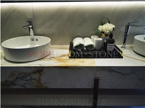 Factory Custom Marble Sintered Stone Veneer Bathroom Cabinet