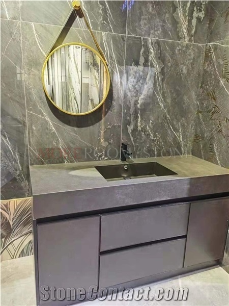 Gray Marble Sintered Stone Veneer Bathroom Cabinet