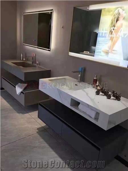 Hot Sales White Marble Sintered Stone Bathroom Cabinet