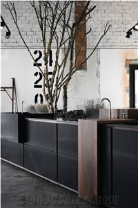 Italy Black Marble Sintered Stone Kitchen Cabinet