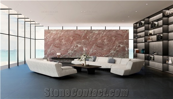 Large Artificial Red Marble Look Sintered Stone Polished Decoration Floor Tile