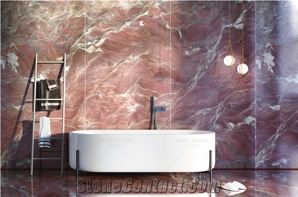 Large Format Red Marble Sintered Stone Polished Decoration Background Wall