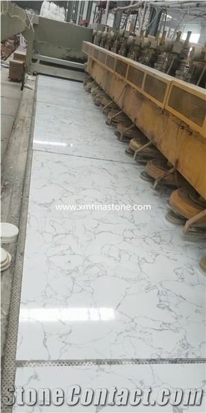 3d Artificial Stone Calacatta White Polished Slabs