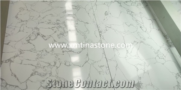 3d Artificial Stone Calacatta White Polished Slabs