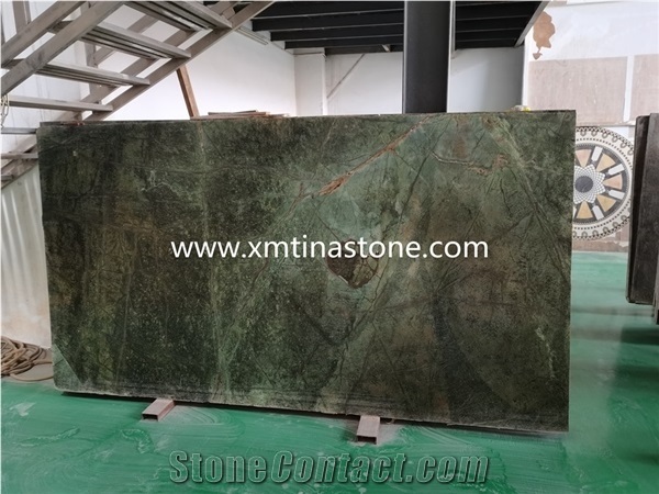 Rain Forest Green Marble Polished Slabs