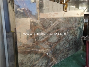 Rain Forest Green Marble Polished Slabs