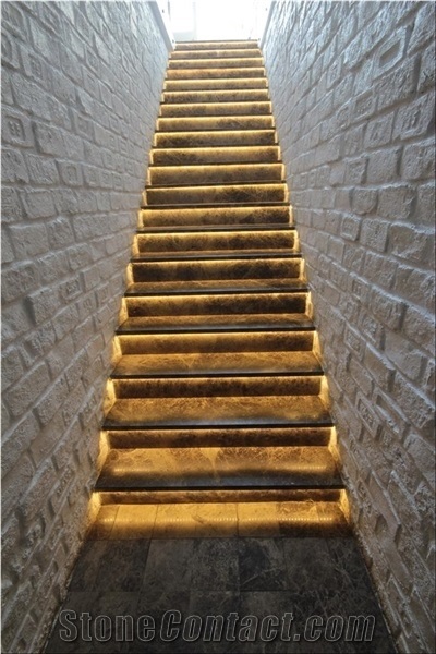 Dark Emperador Marble Staircase