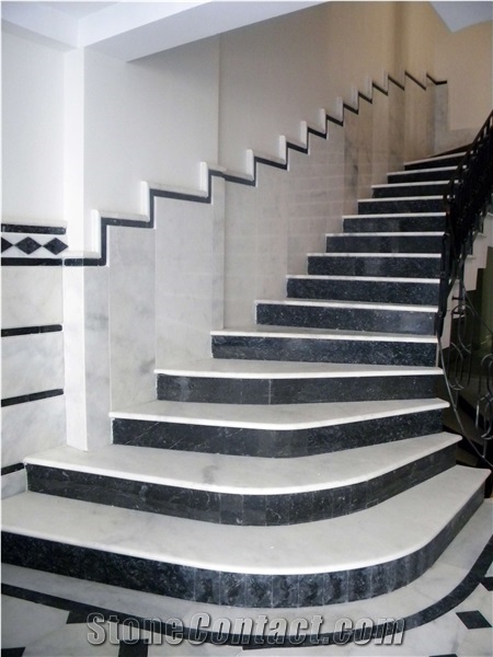 Mugla Crystal Black Marble-Arcobaleno Marble Stair,Stone Steps