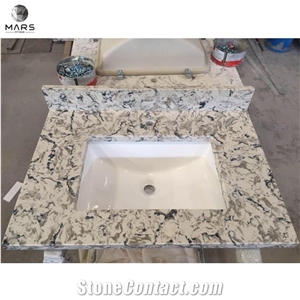 Artificial Stone Quartz Commercial Bathroom Sink Attach Sink