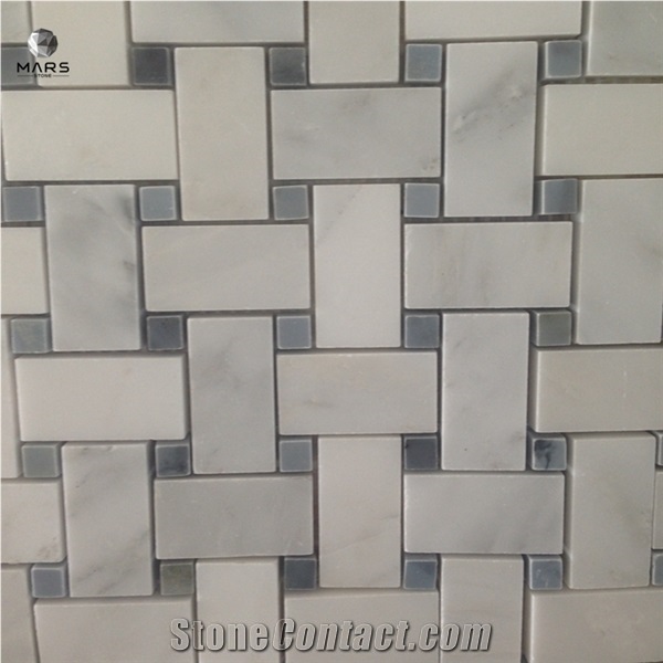 Basketweave Backsplash Mosaic Marble Tiles for Bathroom