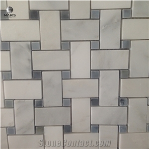 Basketweave Backsplash Mosaic Marble Tiles for Bathroom